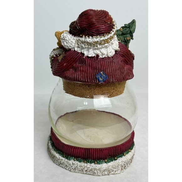 Santa Claus Glass Candy Dish 6" Removable Lid Holiday Hand-Painted Container - Picture 4 of 11